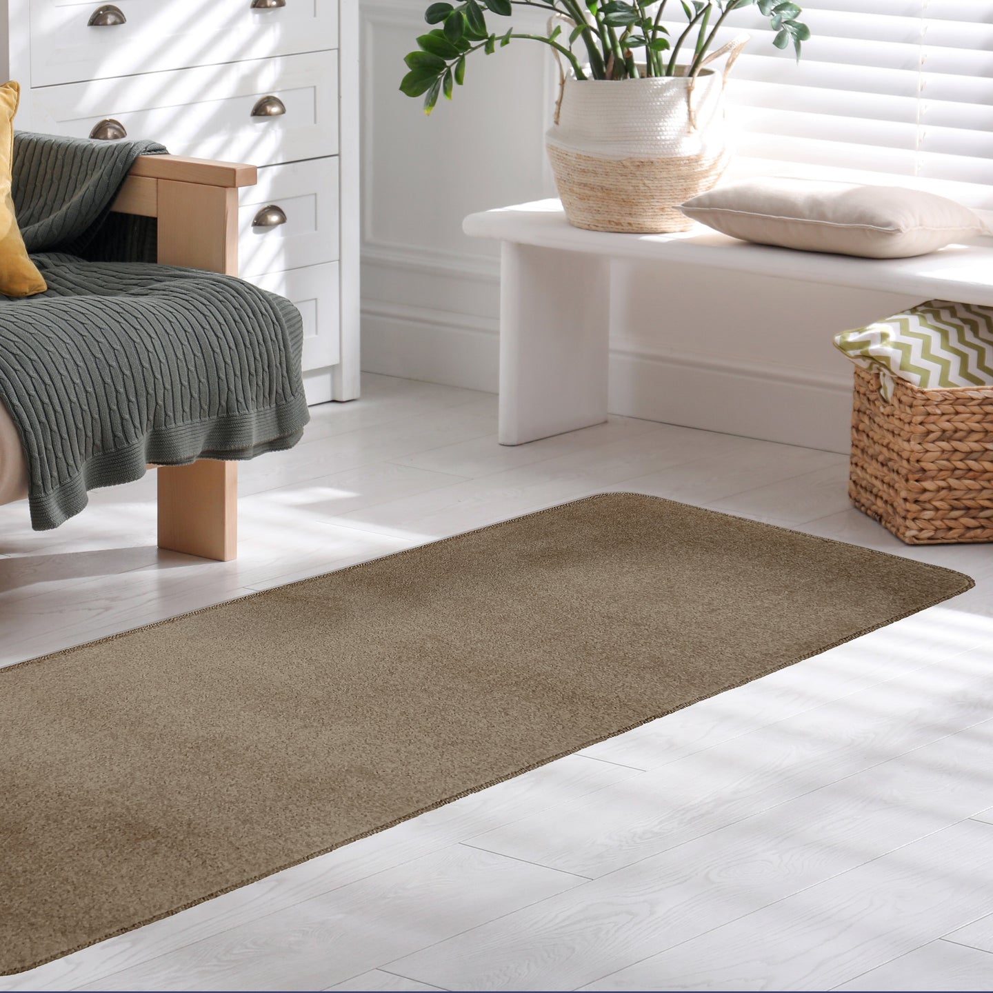 Latte Washable Living Room Bedroom Rugs - Harmony