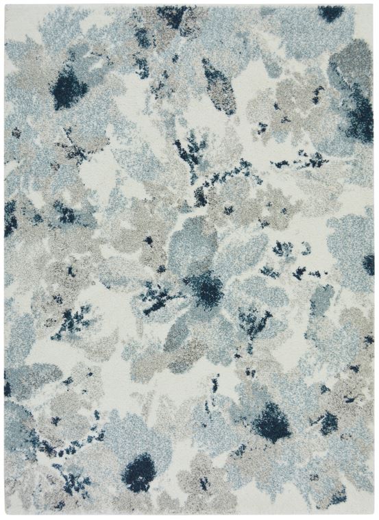 Blue Distressed Floral Living Room Rug - Pori