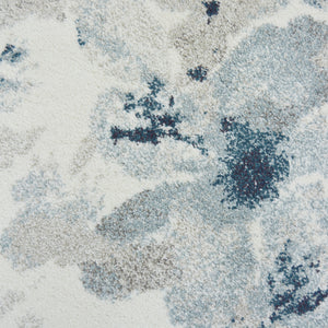Blue Distressed Floral Living Room Rug - Pori