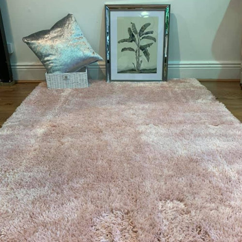 Washable Pink Shaggy Living Room Rug - Savi