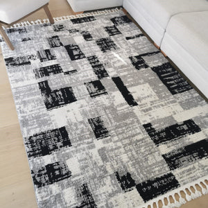 Moroccan Grey Patchwork Shaggy Rugs - Lush