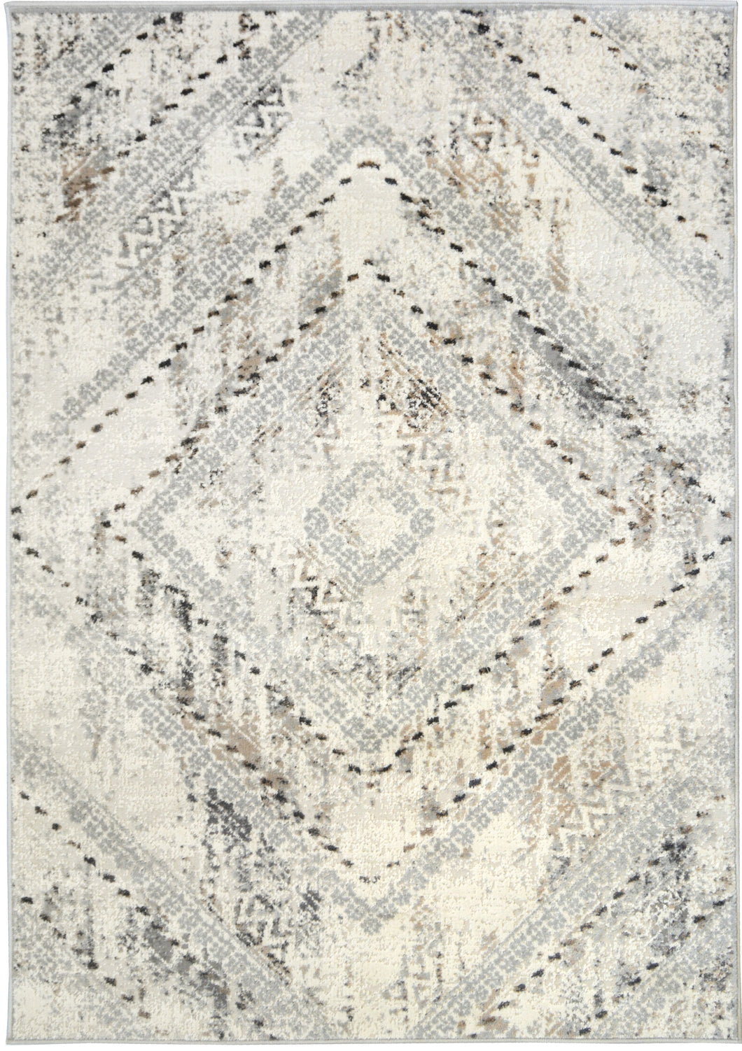 Grey Geometric Tribal Flatweave Living Room Rug - Dorsey