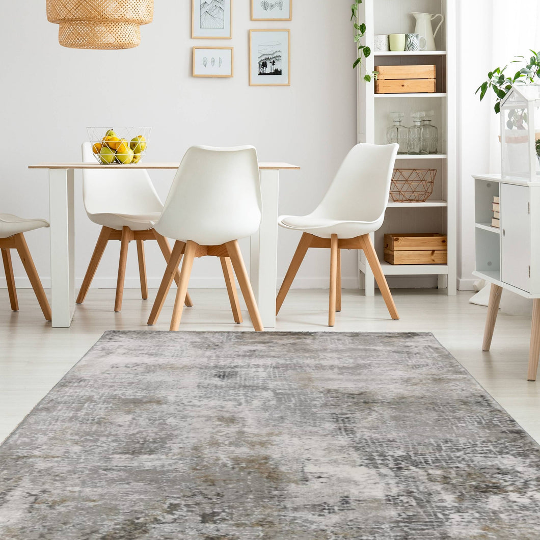 Modern Soft Grey Abstract Living Room Rug - Tuscana