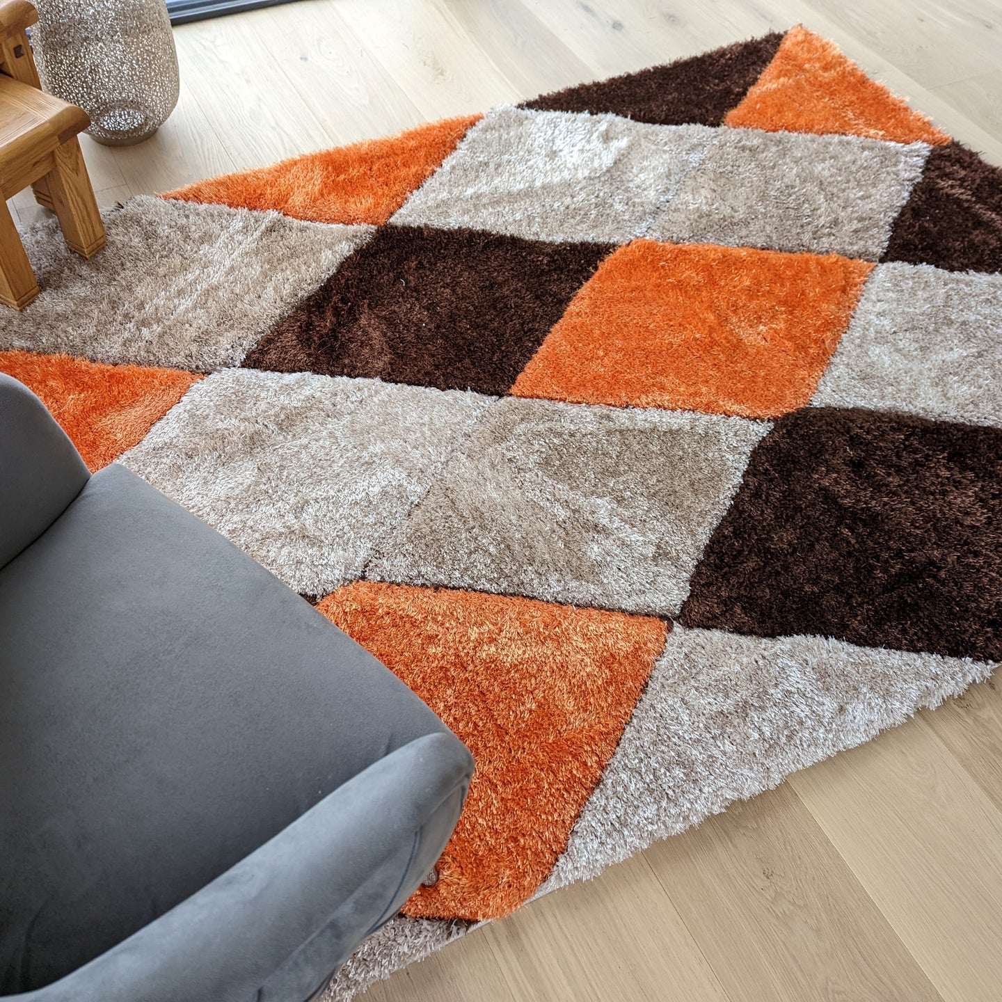 Terracotta Geometric Shaggy Rugs - Verge