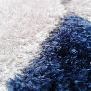 Navy Grey Shaggy Rug