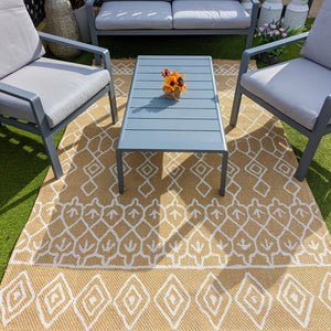 Gold Tribal Flatweave Indoor Outdoor Rug - Casa
