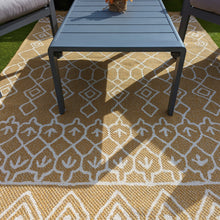 Load image into Gallery viewer, Gold Tribal Flatweave Indoor Outdoor Rug - Casa