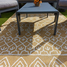 Load image into Gallery viewer, Gold Tribal Flatweave Indoor Outdoor Rug - Casa