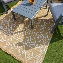 Load image into Gallery viewer, Gold Tribal Flatweave Indoor Outdoor Rug - Casa