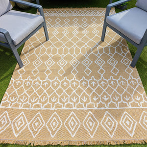 Gold Tribal Flatweave Indoor Outdoor Rug - Casa