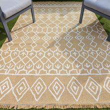 Load image into Gallery viewer, Gold Tribal Flatweave Indoor Outdoor Rug - Casa