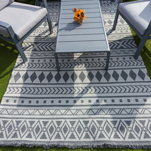 Light Grey Scandi Flatweave Outdoor Rug - Casa