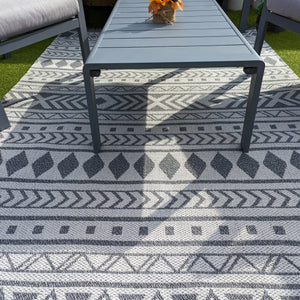 Light Grey Scandi Flatweave Outdoor Rug - Casa