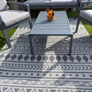 Light Grey Scandi Flatweave Outdoor Rug - Casa