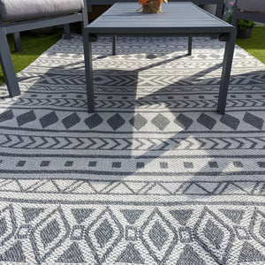 Light Grey Scandi Flatweave Outdoor Rug - Casa