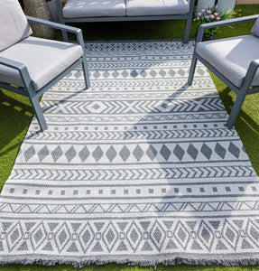 Light Grey Scandi Flatweave Outdoor Rug - Casa