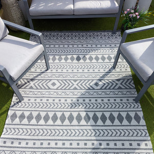 Light Grey Scandi Flatweave Outdoor Rug - Casa