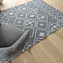 Load image into Gallery viewer, Grey Aztec Fringed Flatweave Outdoor Rug - Casa