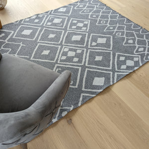 Grey Aztec Fringed Flatweave Outdoor Rug - Casa