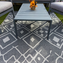 Load image into Gallery viewer, Grey Aztec Fringed Flatweave Outdoor Rug - Casa
