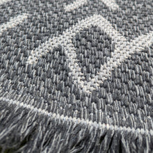 Load image into Gallery viewer, Grey Aztec Fringed Flatweave Outdoor Rug - Casa