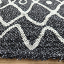 Load image into Gallery viewer, Black Fringed Berber Flatweave Outdoor Rug - Casa