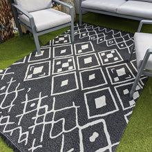 Load image into Gallery viewer, Black Fringed Berber Flatweave Outdoor Rug - Casa