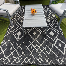 Load image into Gallery viewer, Black Fringed Berber Flatweave Outdoor Rug - Casa