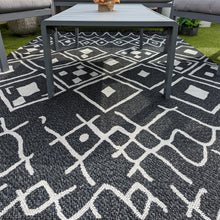 Load image into Gallery viewer, Black Fringed Berber Flatweave Outdoor Rug - Casa