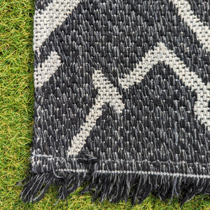 Black Fringed Berber Flatweave Outdoor Rug - Casa