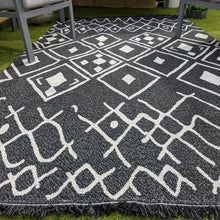 Load image into Gallery viewer, Black Fringed Berber Flatweave Outdoor Rug - Casa