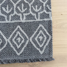 Load image into Gallery viewer, Grey Fringed Trellis Flatweave Outdoor Rug - Casa