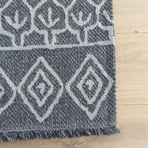 Grey Fringed Trellis Flatweave Outdoor Rug - Casa