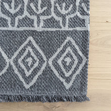 Load image into Gallery viewer, Grey Fringed Trellis Flatweave Outdoor Rug - Casa