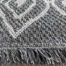 Load image into Gallery viewer, Grey Fringed Trellis Flatweave Outdoor Rug - Casa