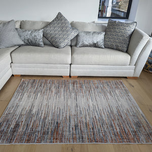 Grey and Multi Scandi Striped Area Rug - Orion