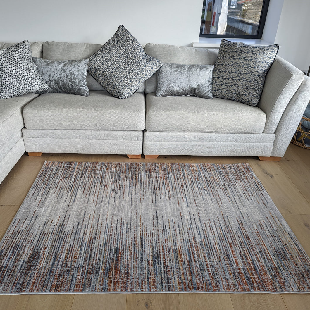 Grey and Multi Scandi Striped Area Rug - Orion