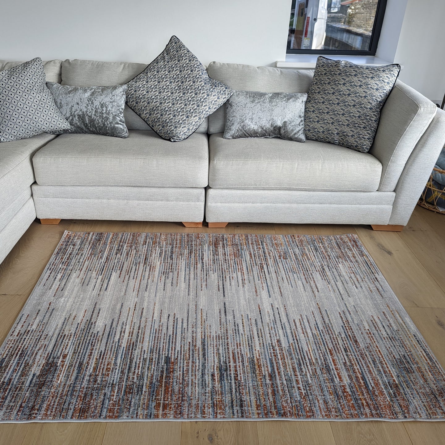 Grey and Multi Scandi Striped Area Rug - Orion
