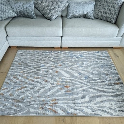 Grey Nature Print Flatweave Area Rug - Orion