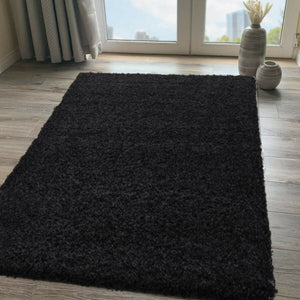 Soft Plain Black Shaggy Rug - Gallery