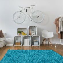 Load image into Gallery viewer, Teal Blue Modern Shaggy Rug - Gallery